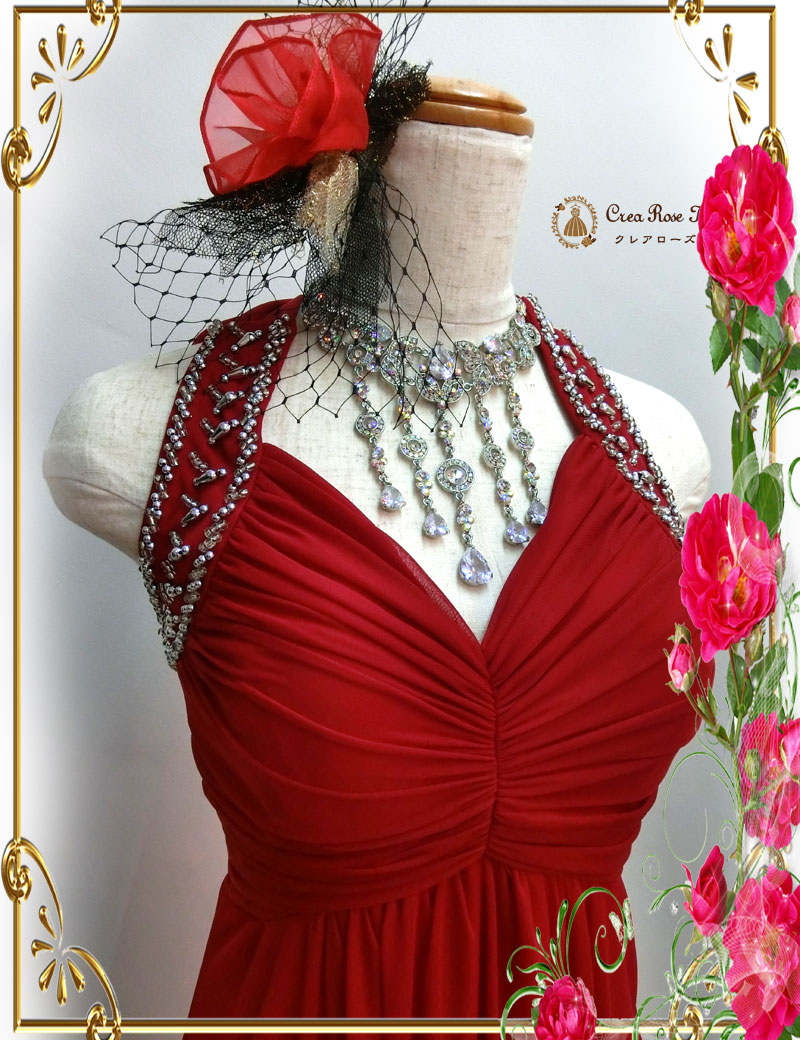 [カルテットレディ]艶やかレッドのロングドレス