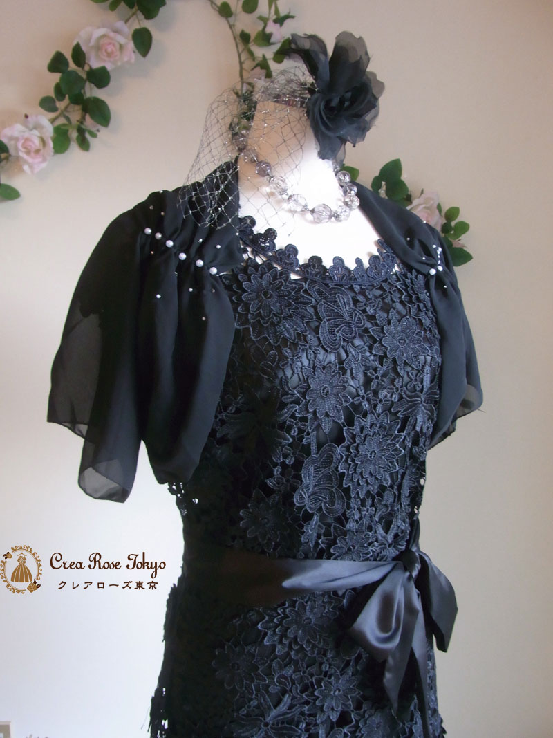 ダルフィ]ブラック総刺繍のパーティードレス｜レンタルドレス｜クレア