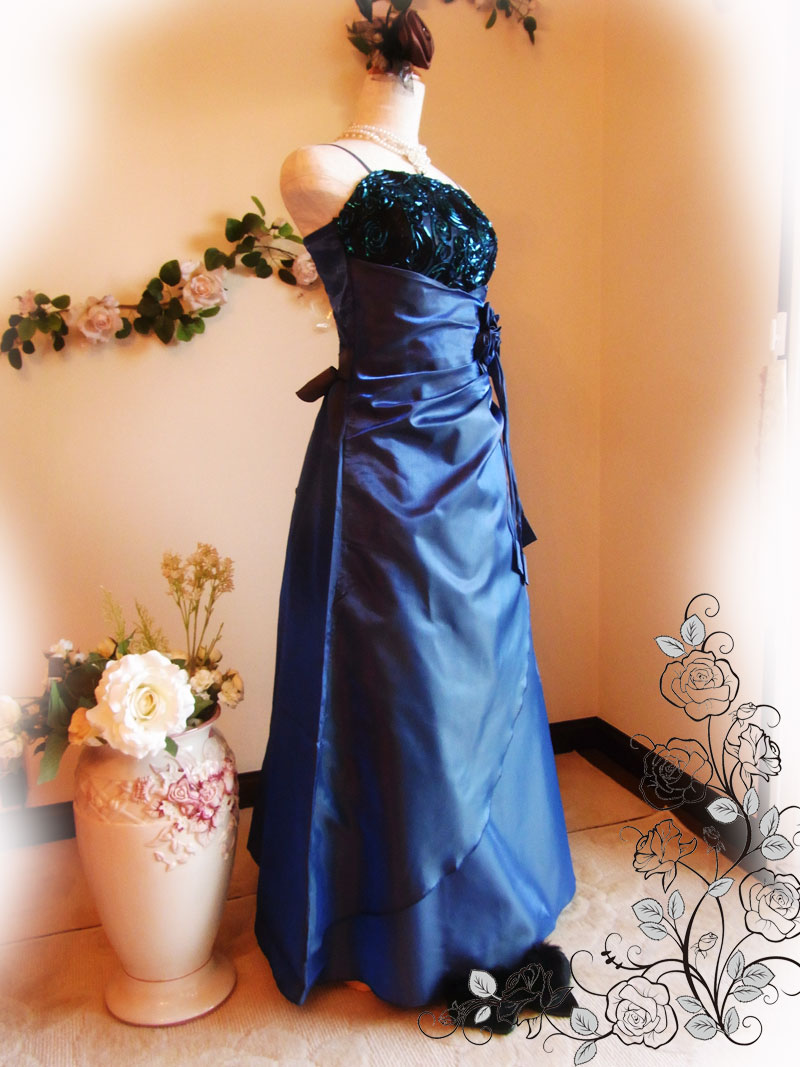 ラグーン]ダークブルーロングドレス｜レンタルドレスのクレアローズ東京