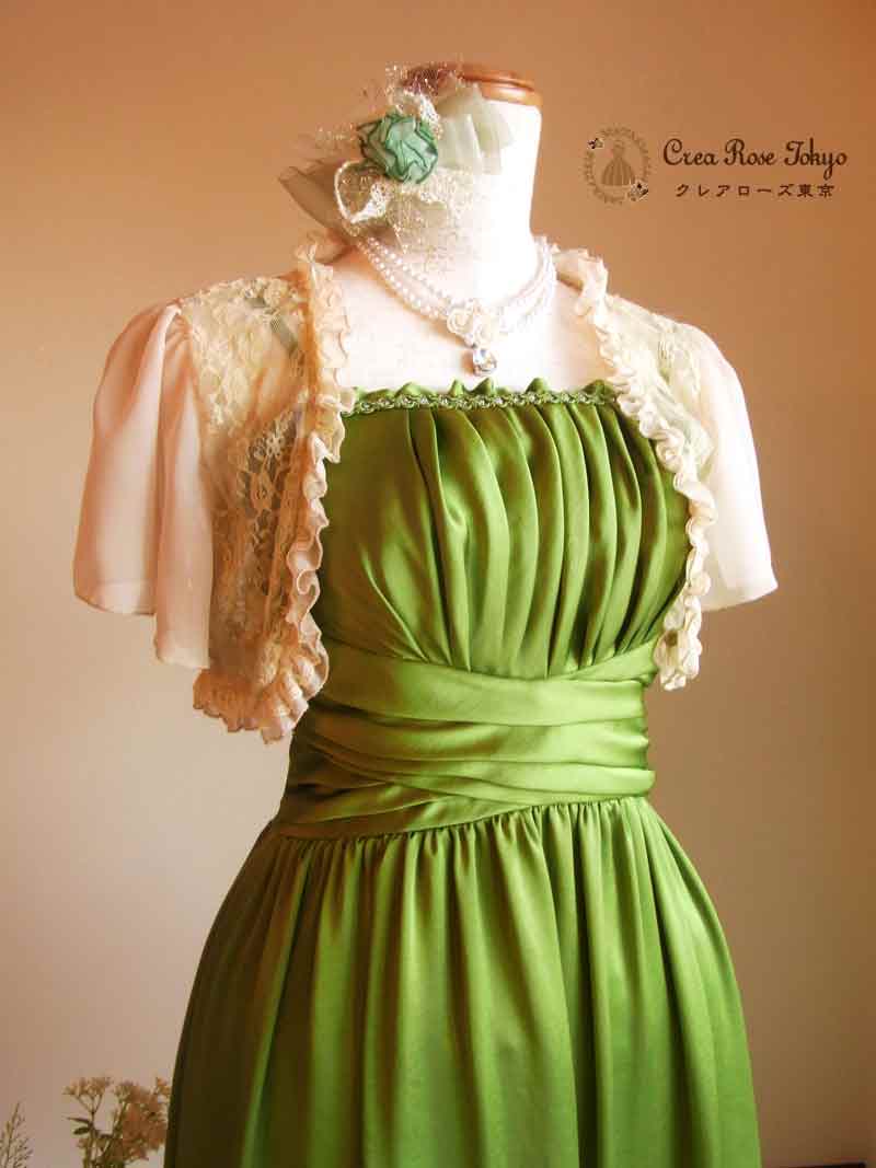 アナスタシア]編み上げ膝丈 爽やかグリーンドレス｜レンタルドレスの