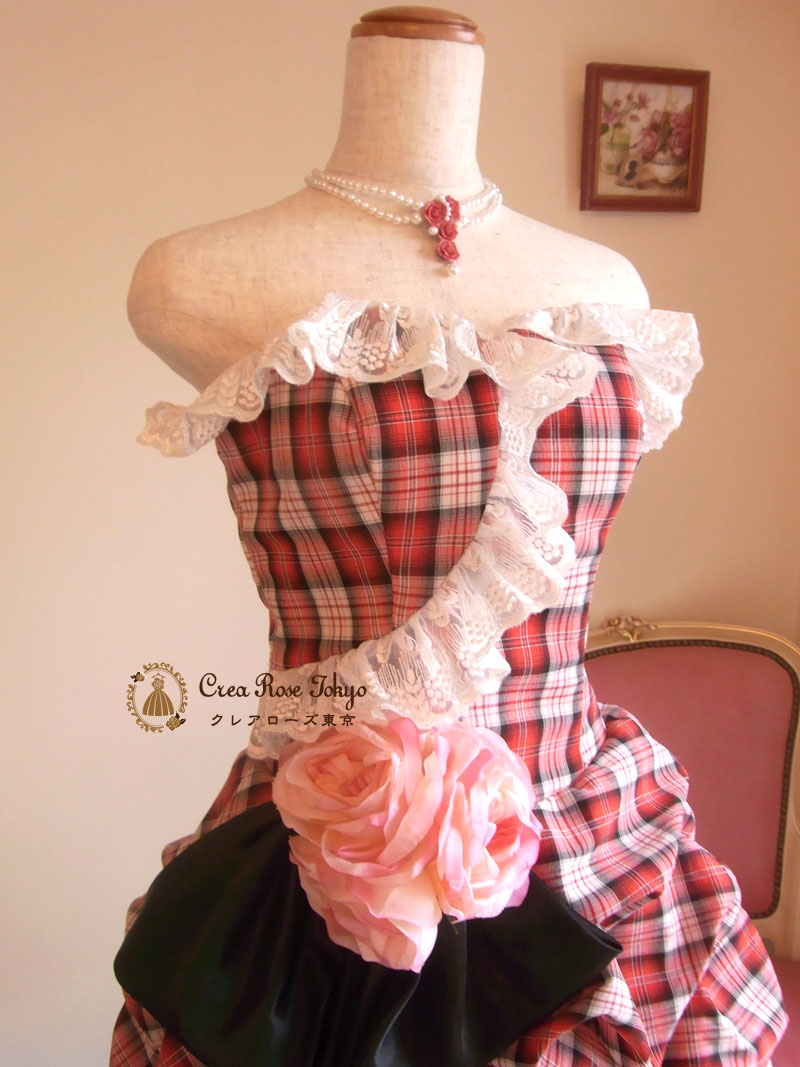 ミシェルスウィート]チェックが可愛いショートドレス｜レンタルドレス