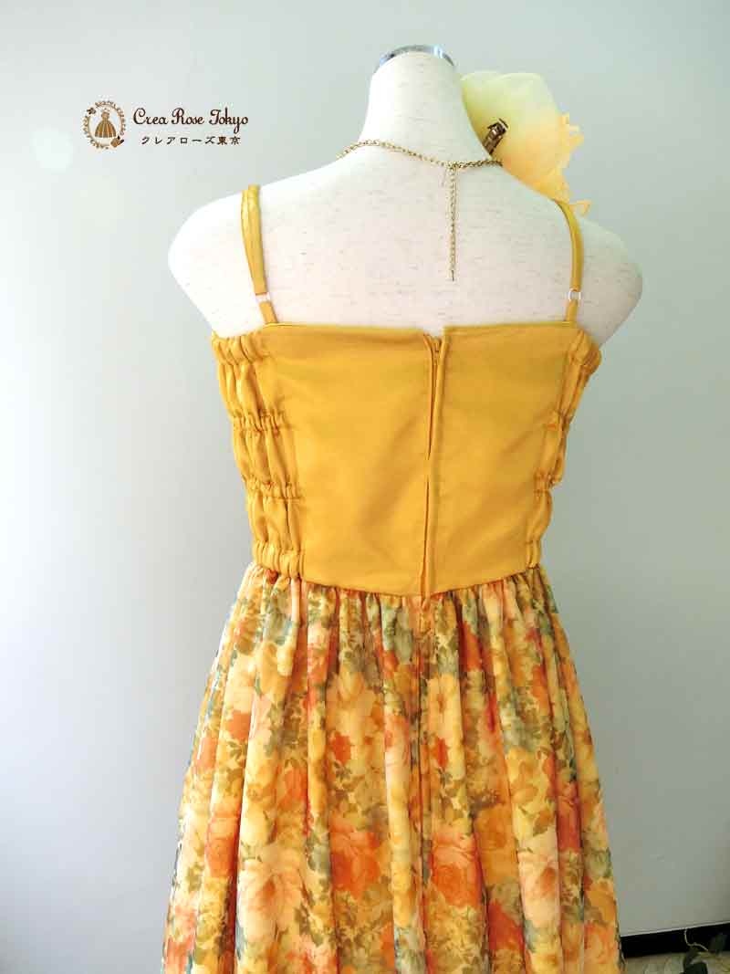 コーディネート2点ドレスセット！[メリンダ+ホワイトレースロングボレロ]イエローローズ