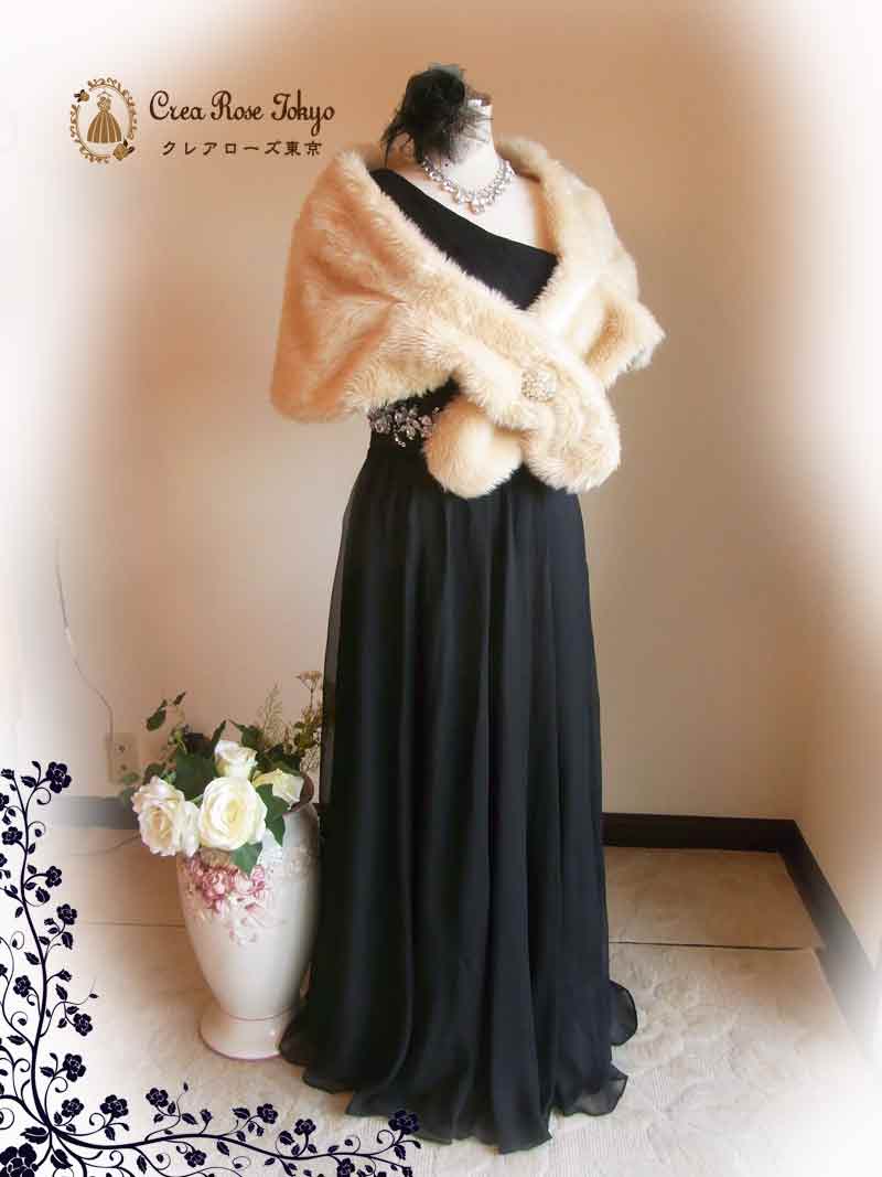 [グランジュリア]シンプルビジューブラックロングドレス　Mサイズ