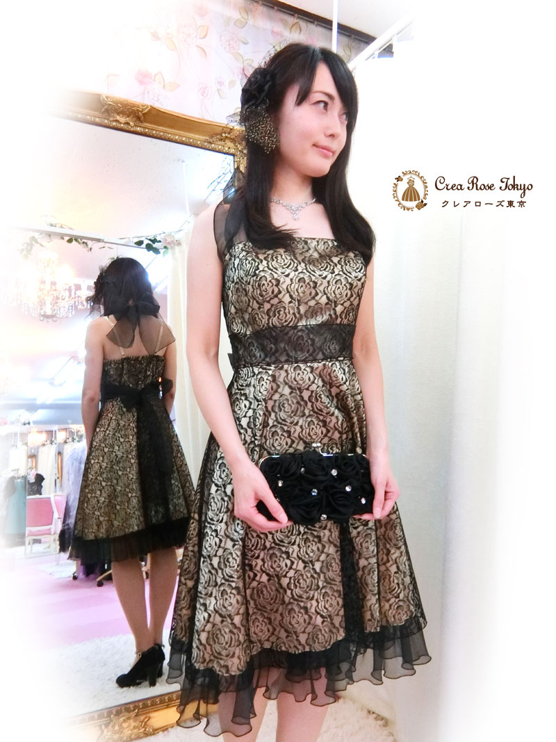 [ルナローズ]シャンパンゴールドの上品ドレス画像
