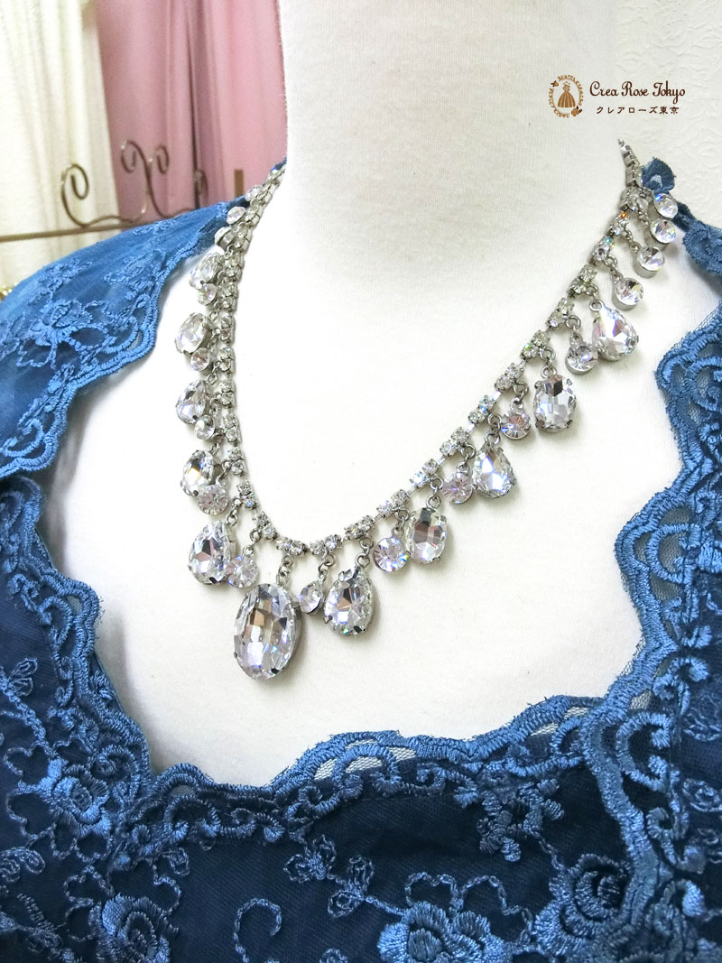 [クリスタルビジューネックレス]パーティーネックレス