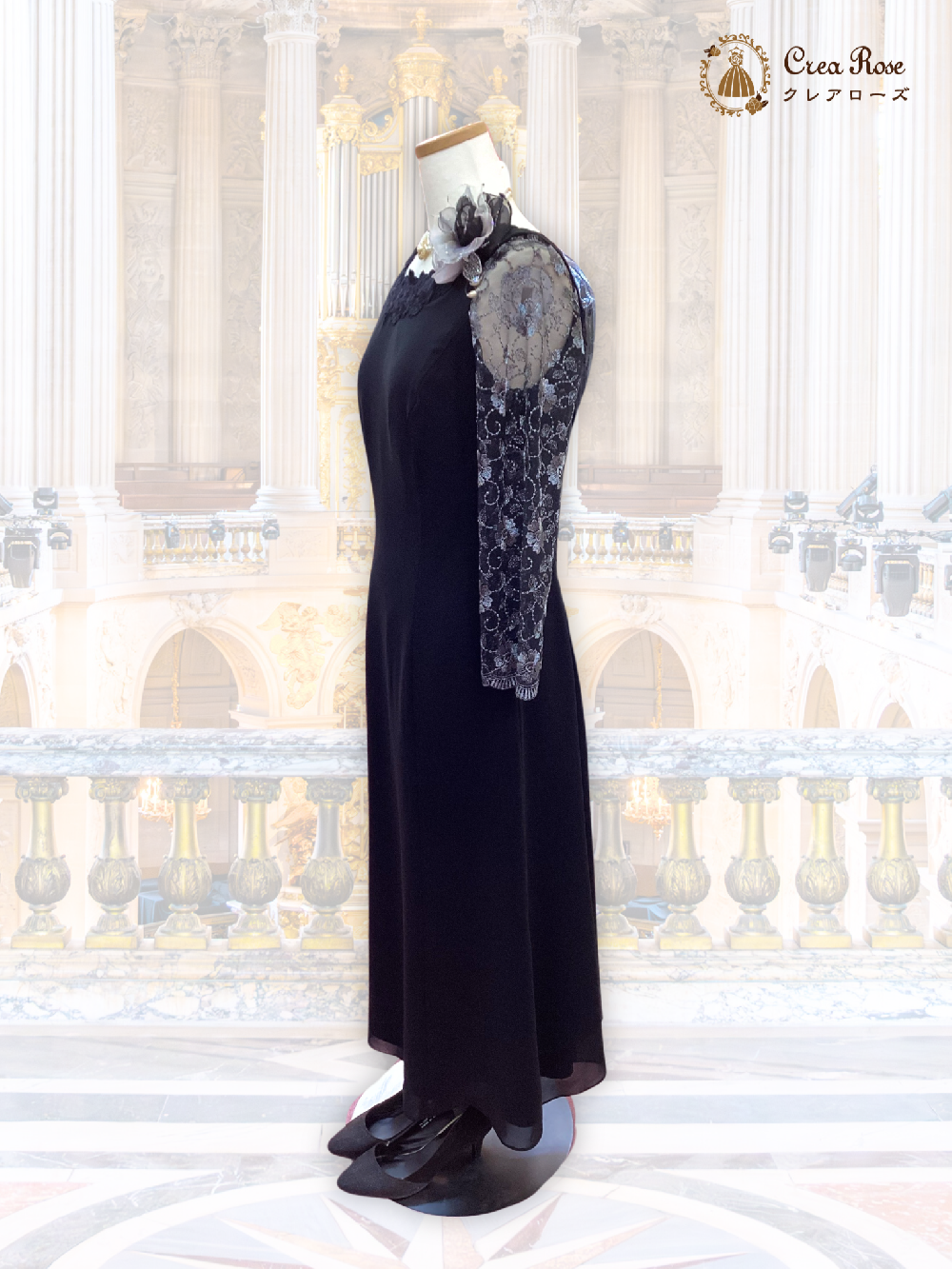 ライネ・モニシャン｜ブラック（黒）】40代50代ミセスの上品な袖付き