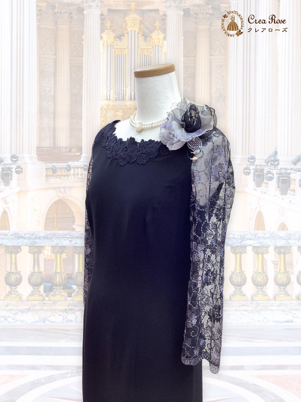 ライネ・モニシャン｜ブラック（黒）】40代50代ミセスの上品な袖付き