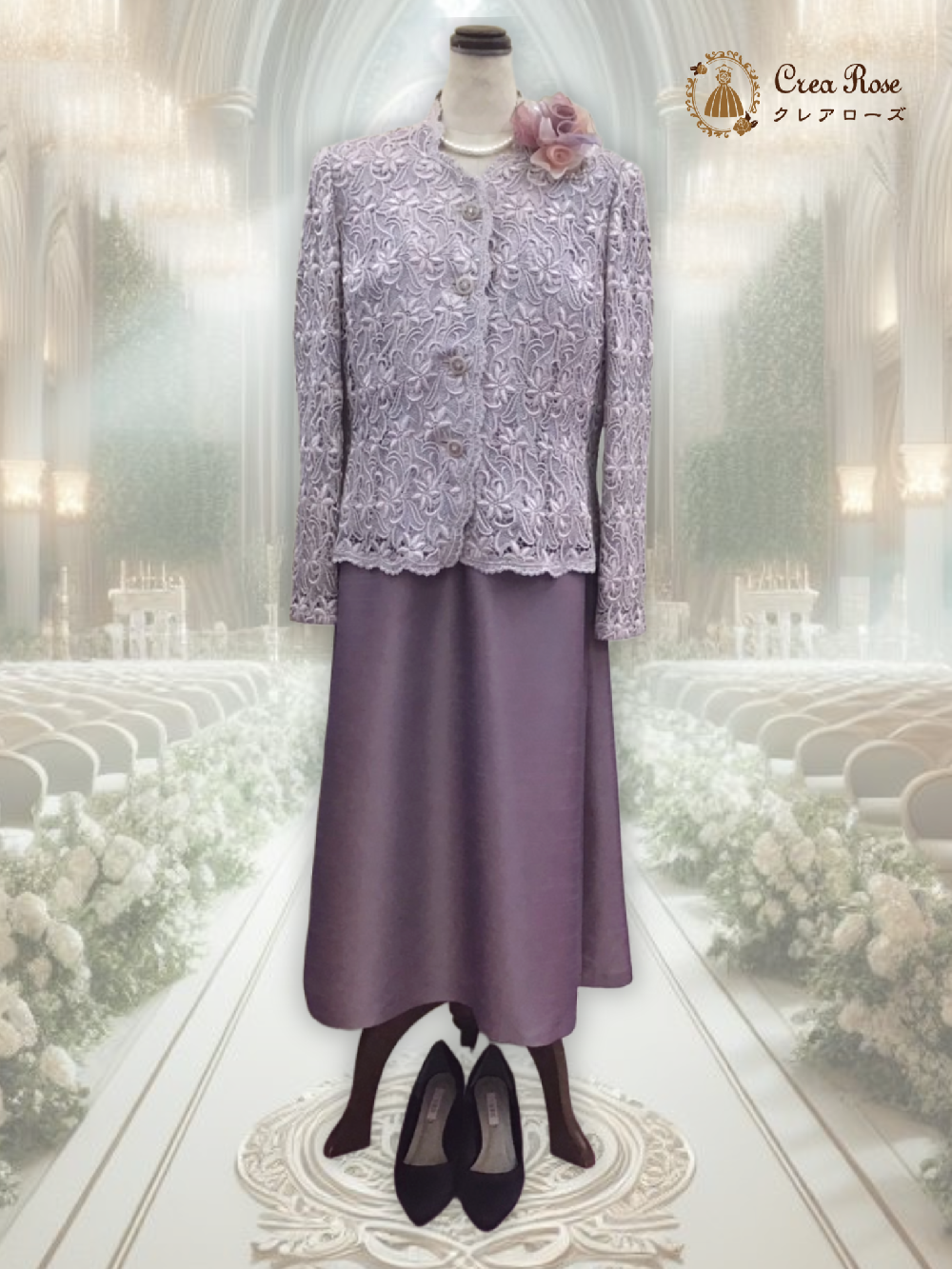 サンテパープルドレス+フランソワピンクジャケット｜パープル（紫