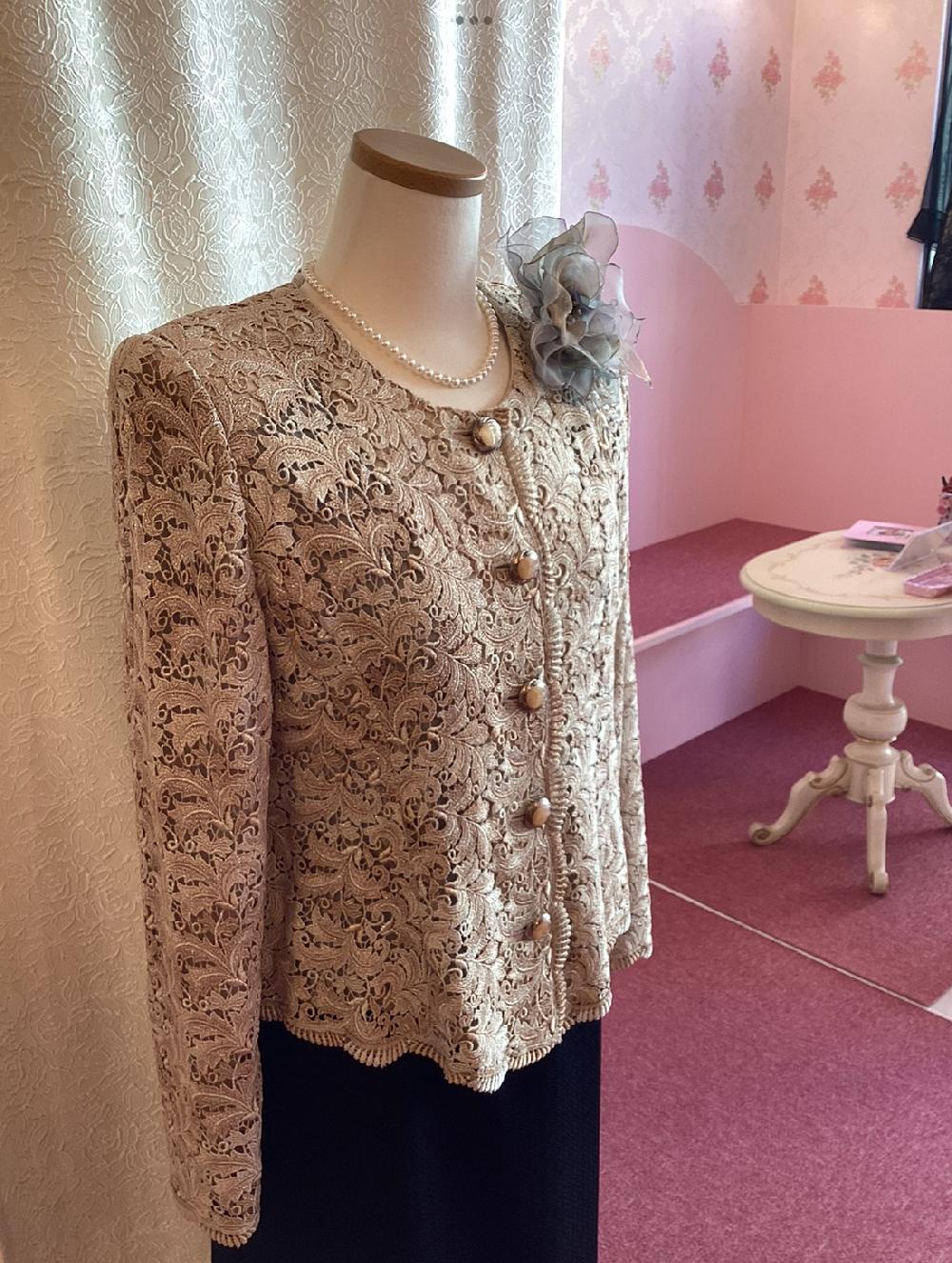 LLサイズ１３号　お祖母様のジャケット&ドレスセット【セレモニーグレイスジャケット、サンテクワイエドレス】親族結婚式叔母様のドレスにも♩