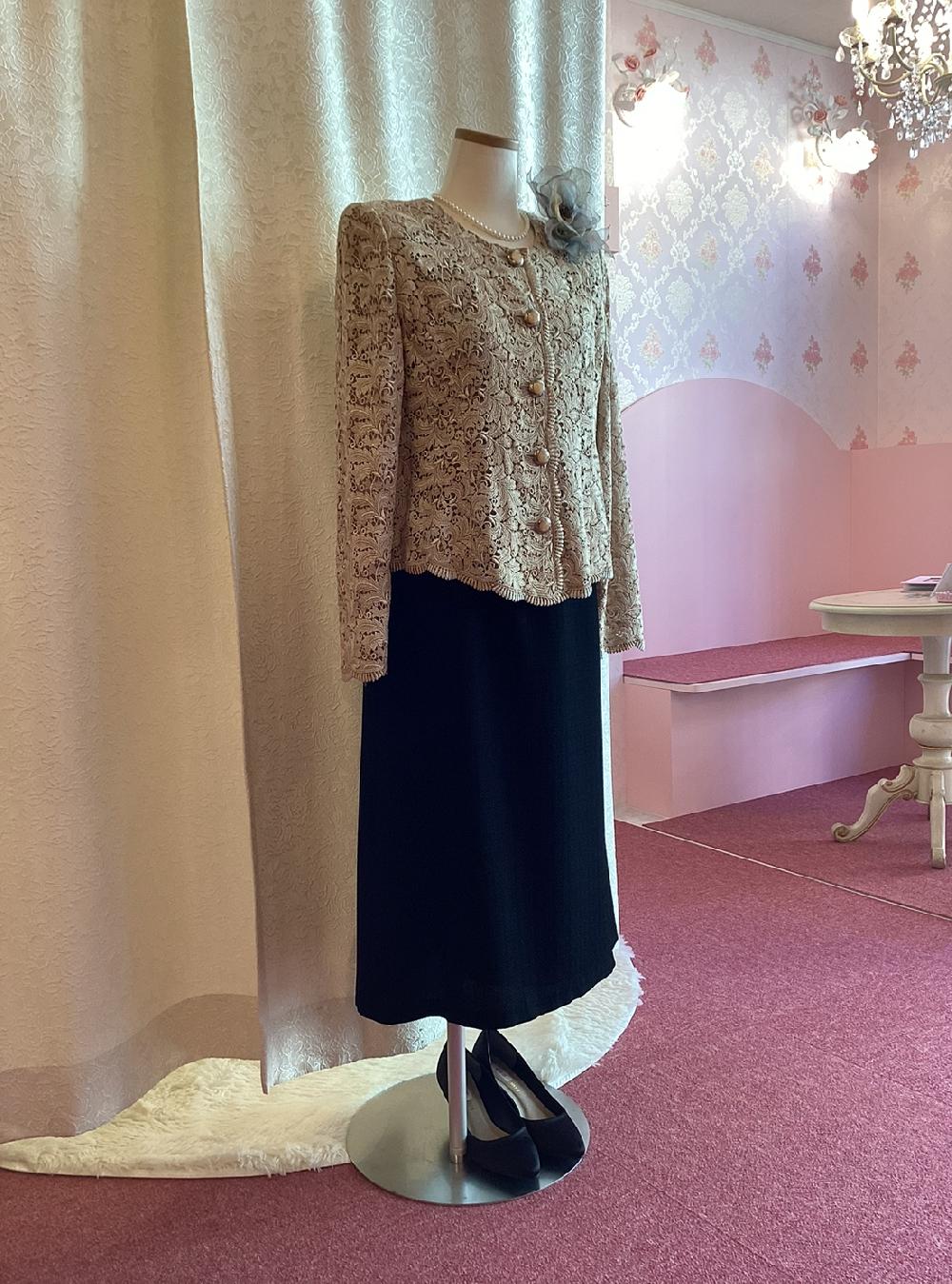 LLサイズ１３号　お祖母様のジャケット&ドレスセット【セレモニーグレイスジャケット、サンテクワイエドレス】親族結婚式叔母様のドレスにも♩