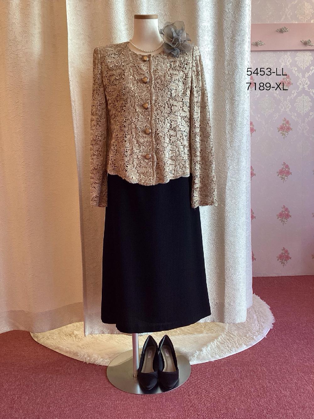 LLサイズ１３号　お祖母様のジャケット&ドレスセット80代90代【セレモニーグレイスジャケット、サンテクワイエドレス】親族結婚式叔母様のドレスにも♩