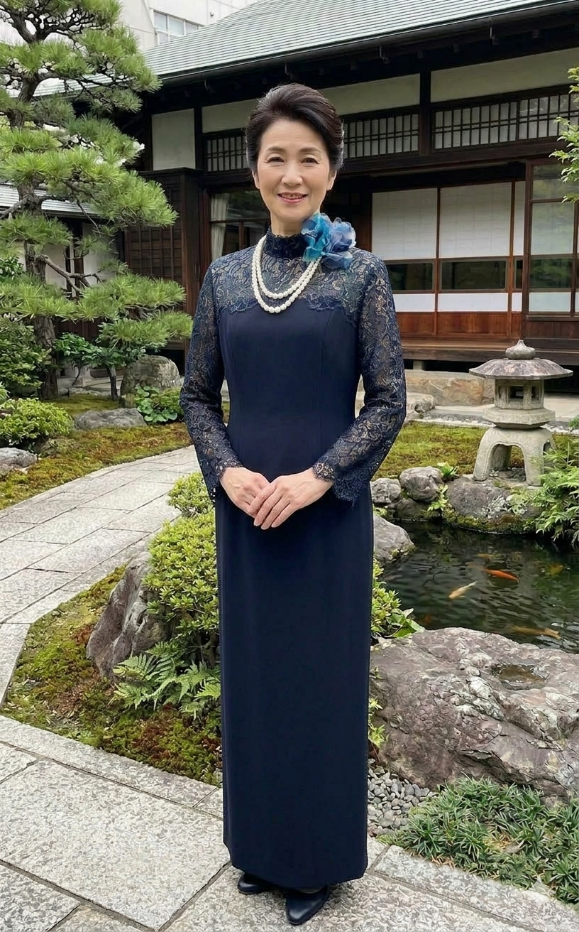 補正下着 結婚式 フクレジャカードのマザーズドレス 9号・ネイビー｜東京ソワール